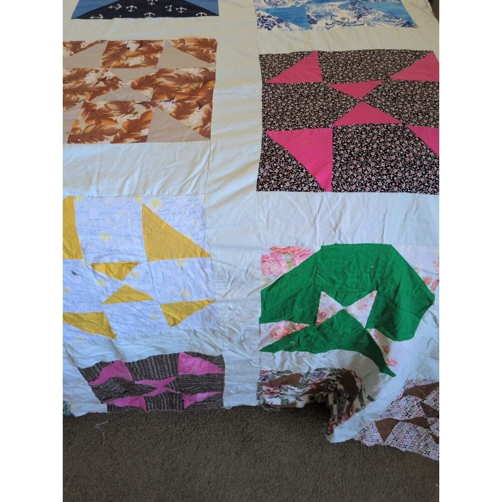 Vintage 50's windmill quilt top Vintage Cotton Fabrics 92 